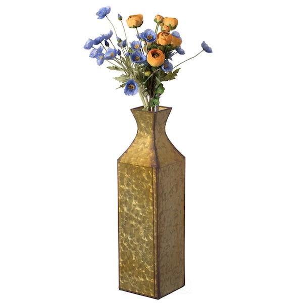Uniquewise Antique Style Metal Bottle Shape Gold Floor Vase for Entryway, Living Room or Dining Room, Medium QI004442.M - main
